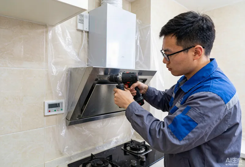 南宁油烟机打孔施工实拍